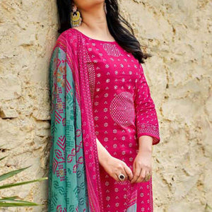 Pink Bandhani Printed Pure Cotton Salwar Suit