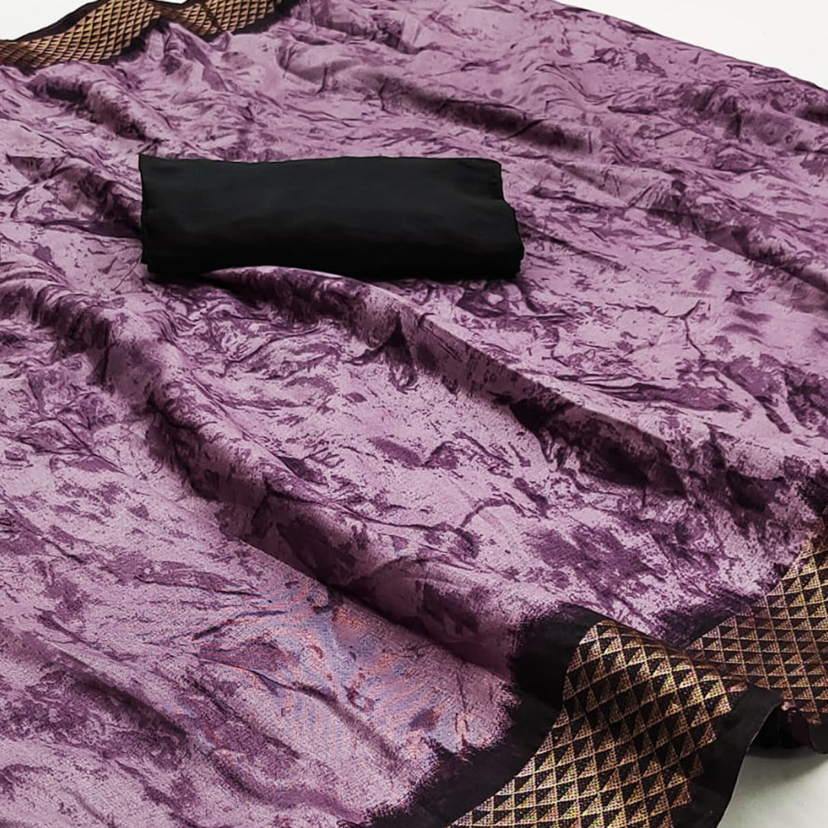 Purple Printed Art Silk Saree