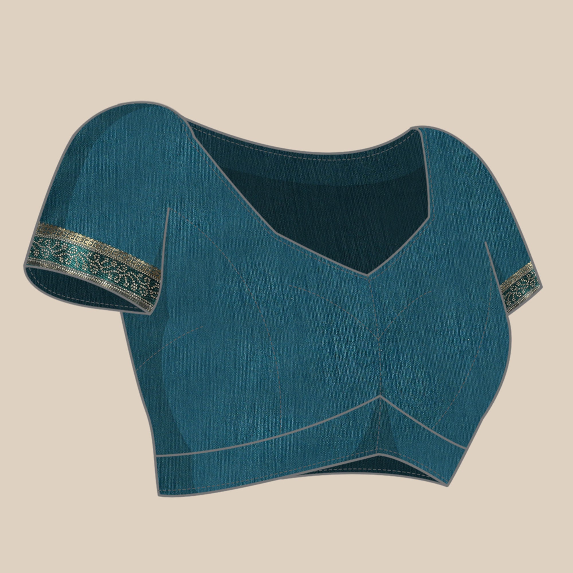 Blue Floral Foil Printed Shimmer Saree