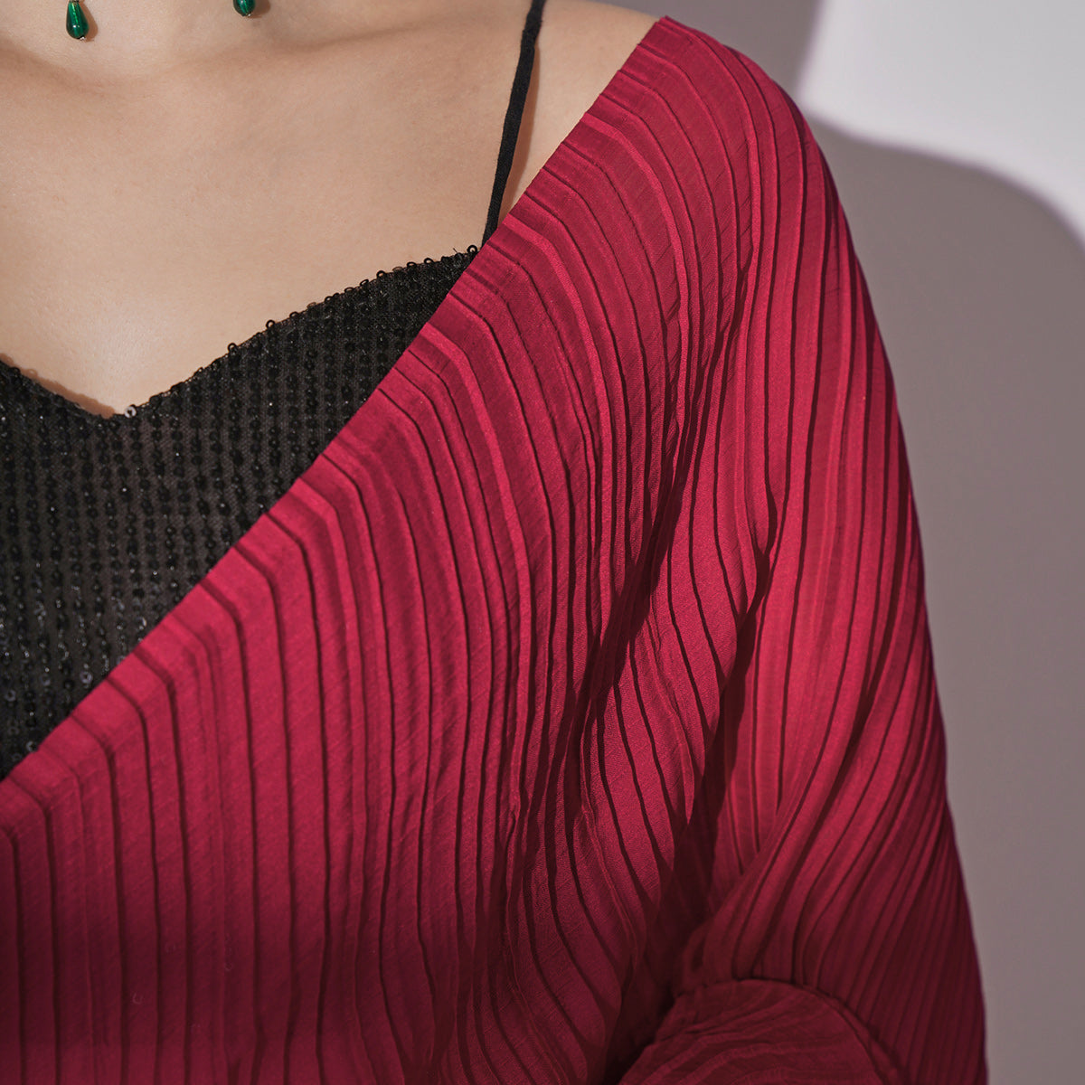 Pink Striped Pattern Georgette Saree