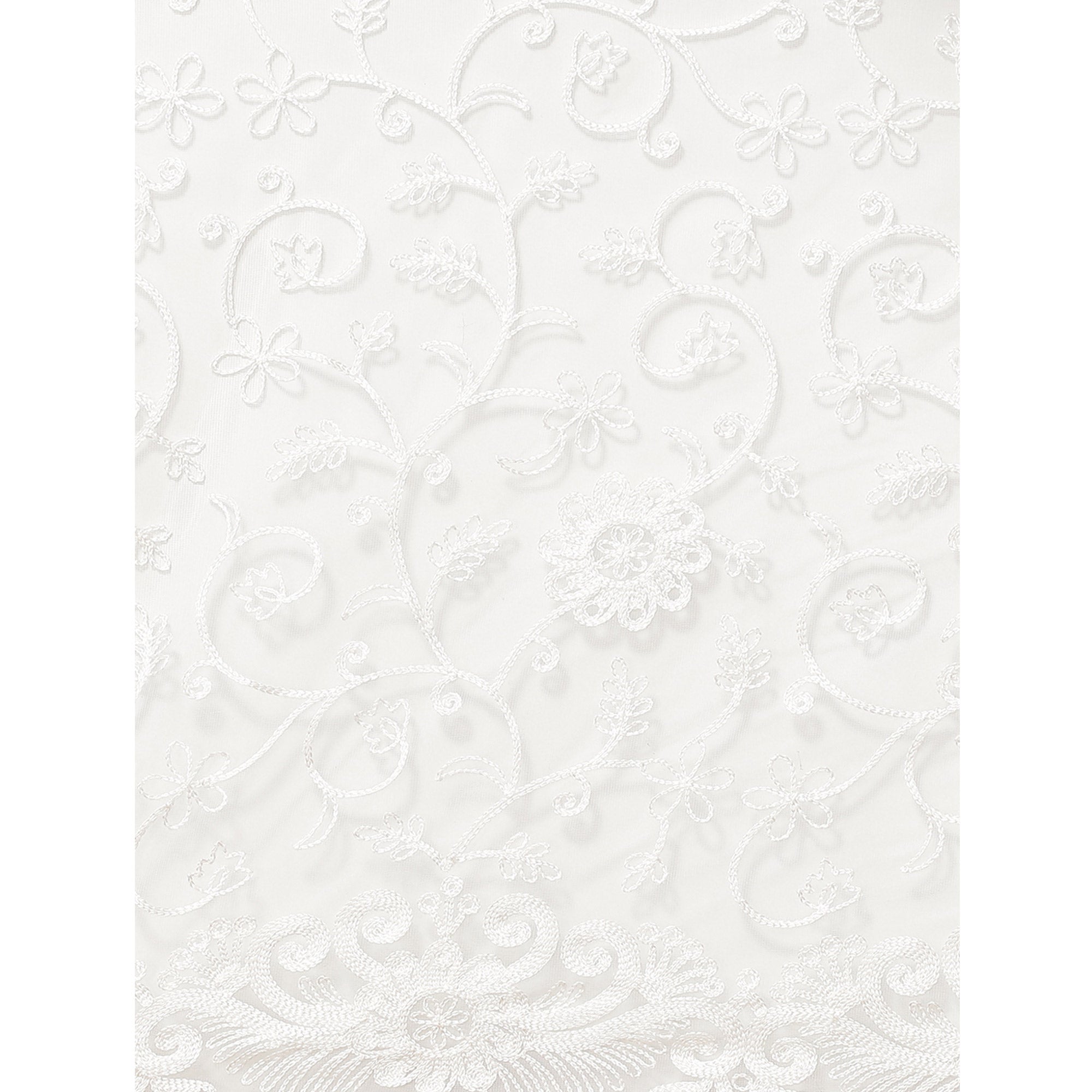 White Floral Embroidered Net Saree
