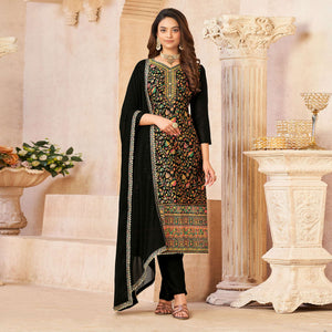 Black Woven Dola Silk Suit