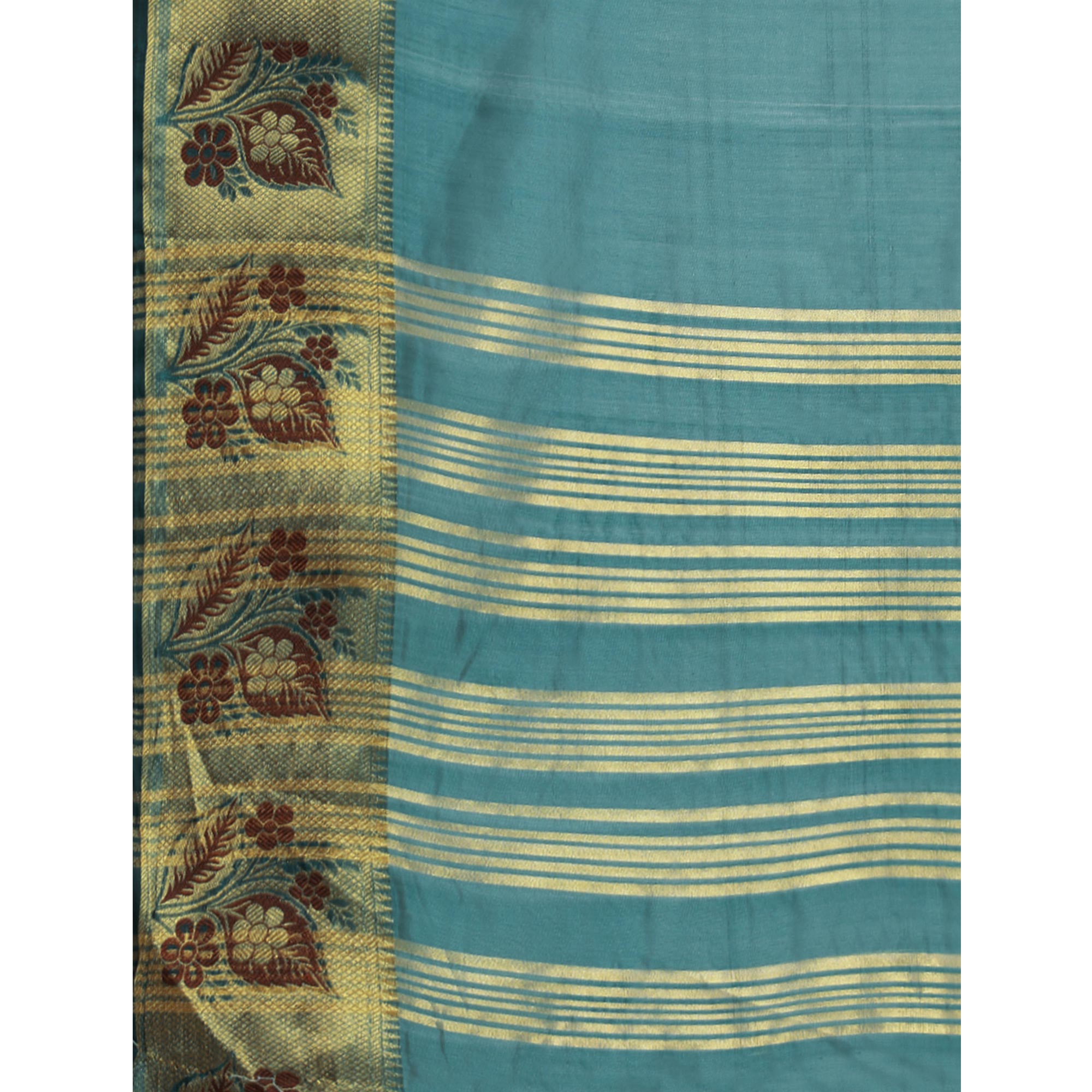 Petrol Blue Woven Cotton Silk Saree