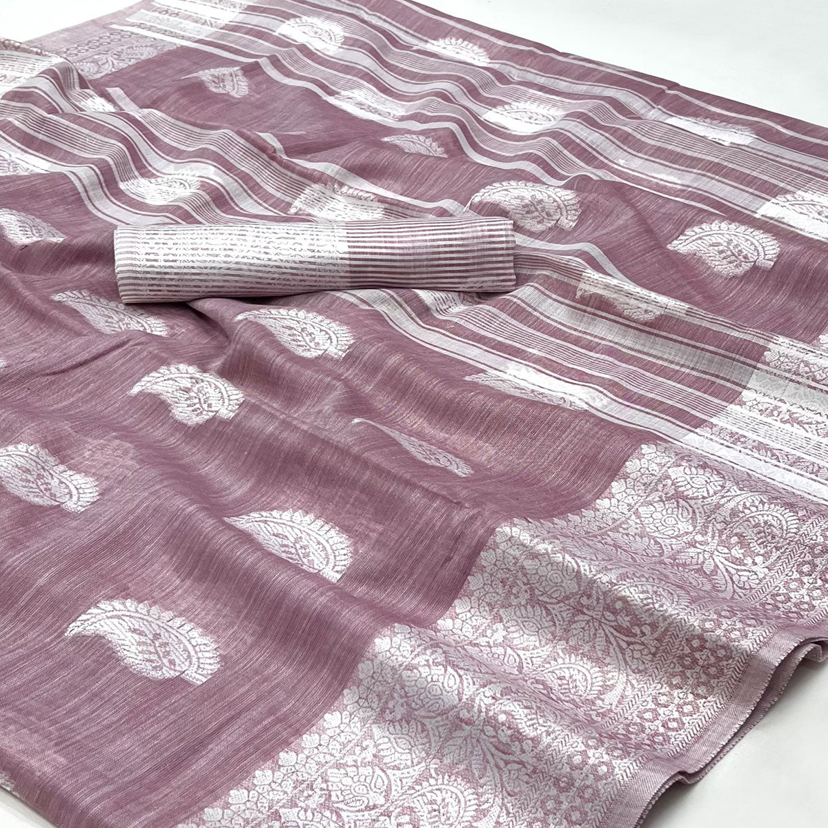 Purple Woven Linen Saree