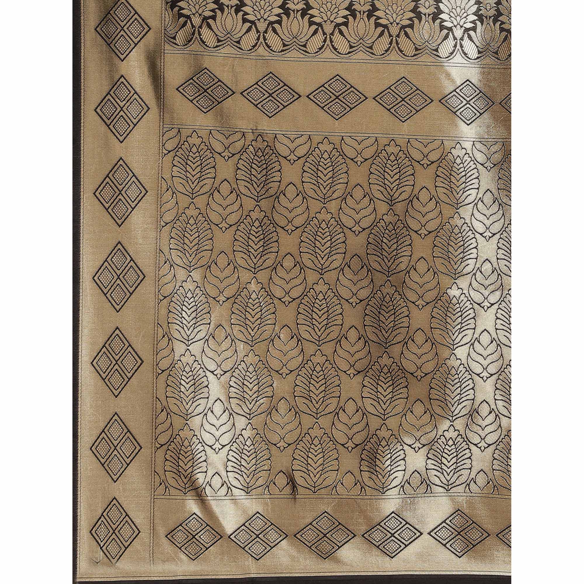 Black Woven Banarasi Silk Saree