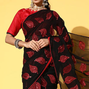 Black Sequins Embroidered Georgette Saree