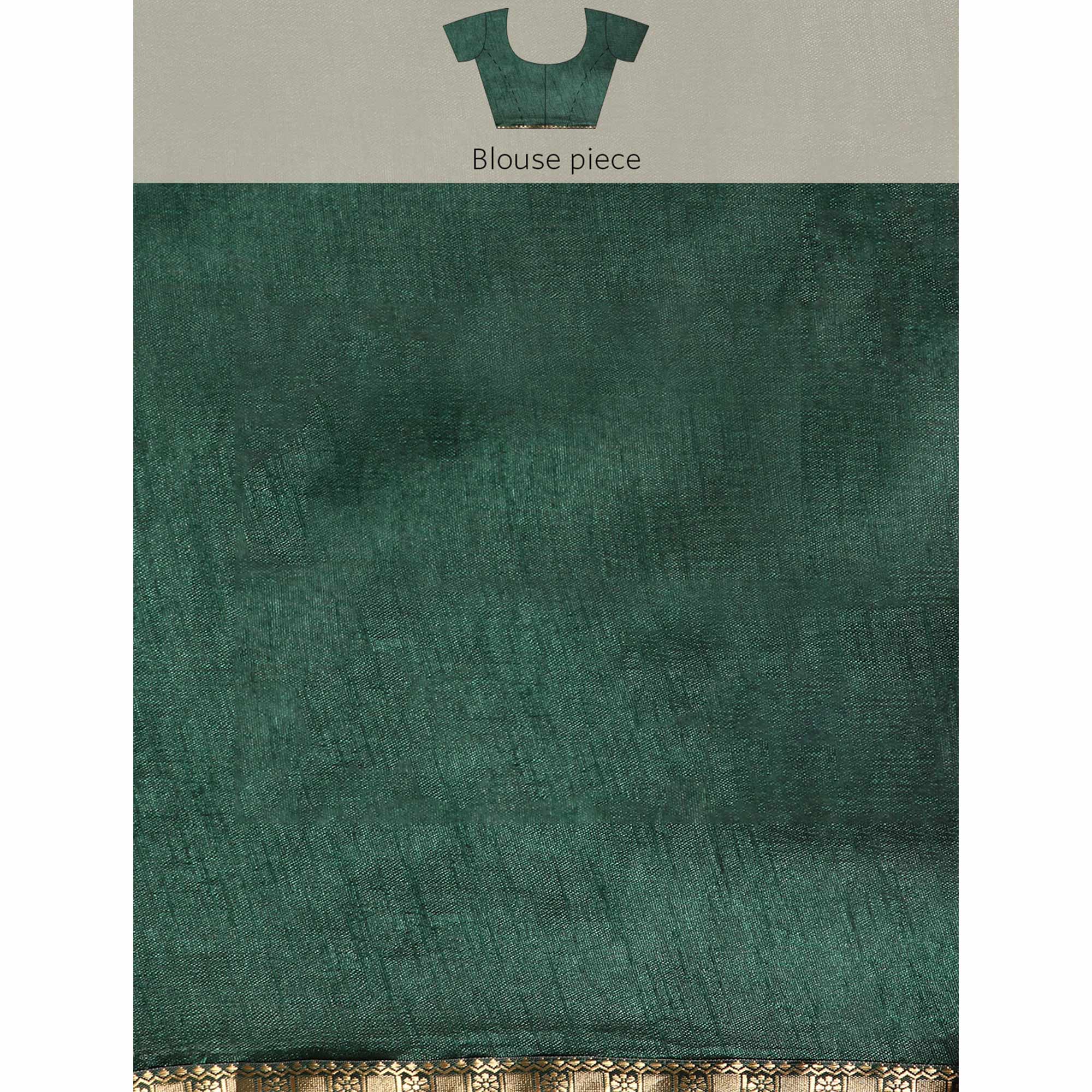 Green Bandhani Foil Printed Zomato Saree With Tassels