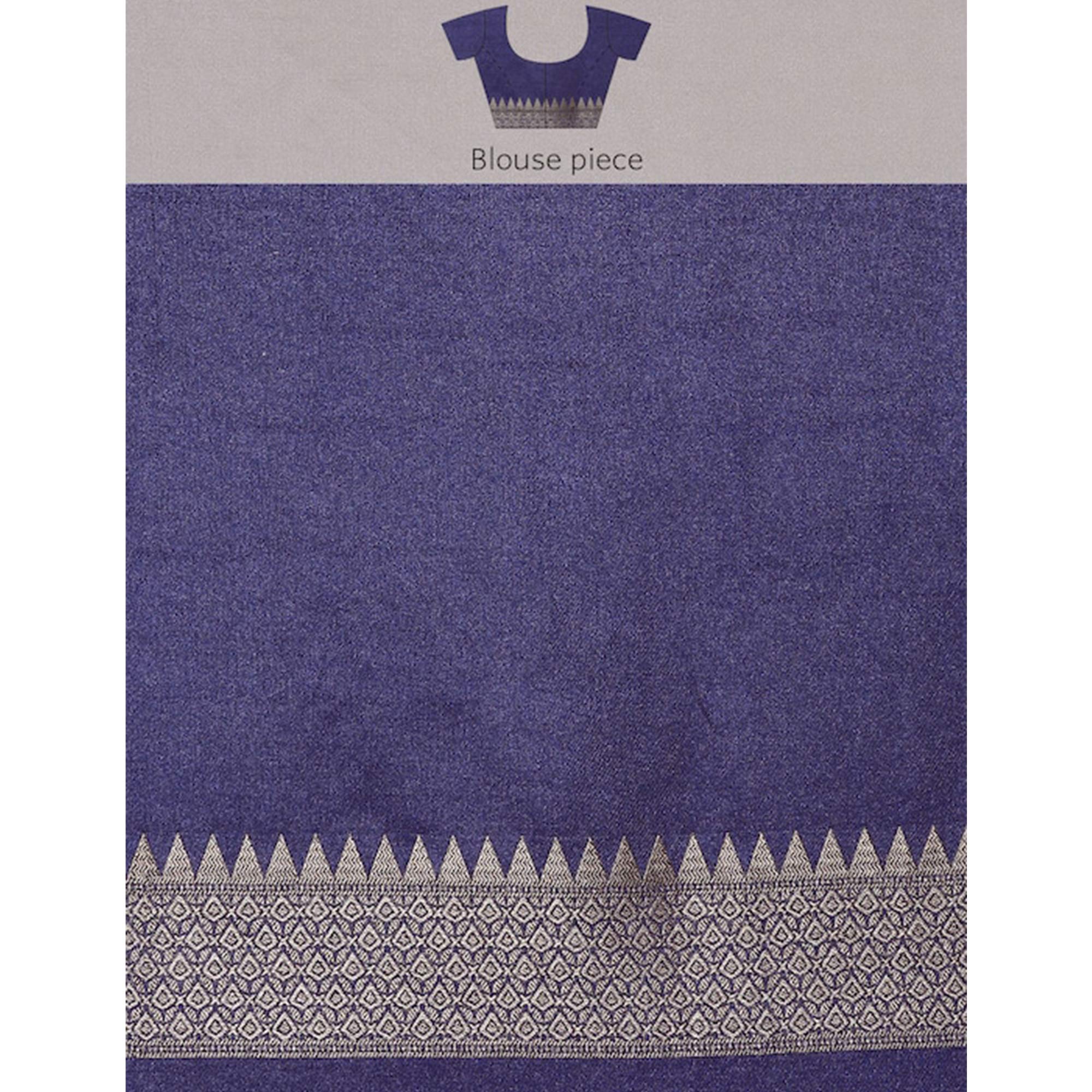 Blue Woven Kanjivaram Silk Saree WithTassels