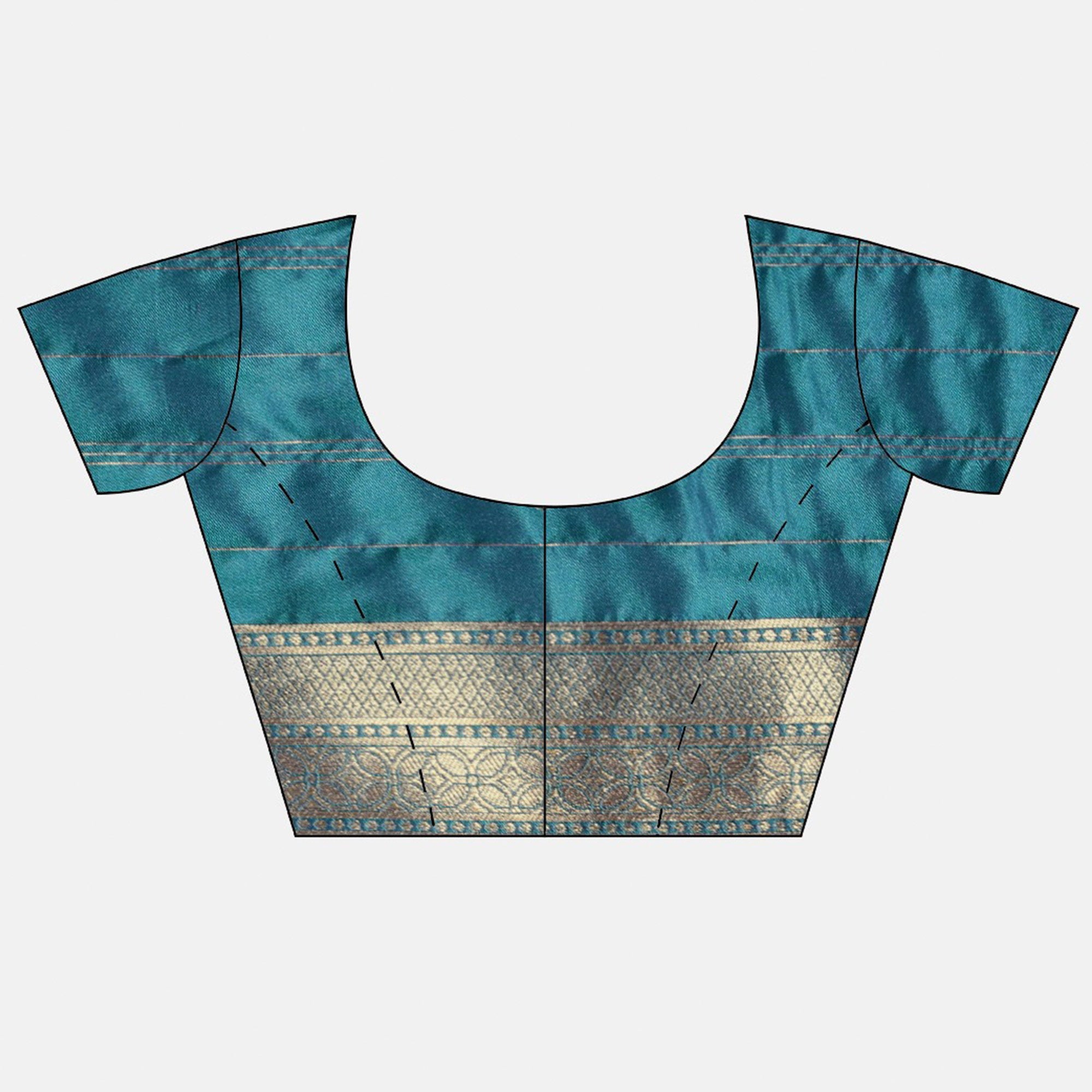 Rama Blue Woven Kanjivaram Silk Saree