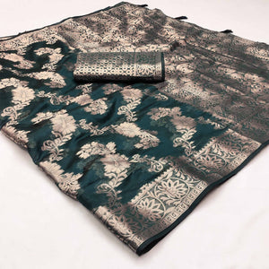 Morpich Floral Woven Art Silk Saree With Tassels