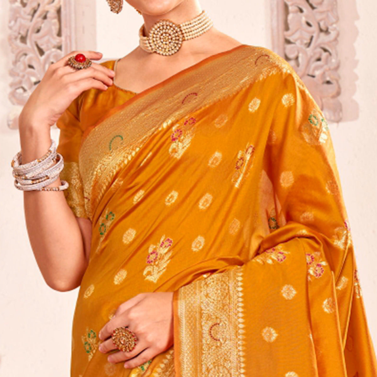 Mustard Woven Art Silk Saree