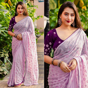 Pink Sequins Work Georgette Saree