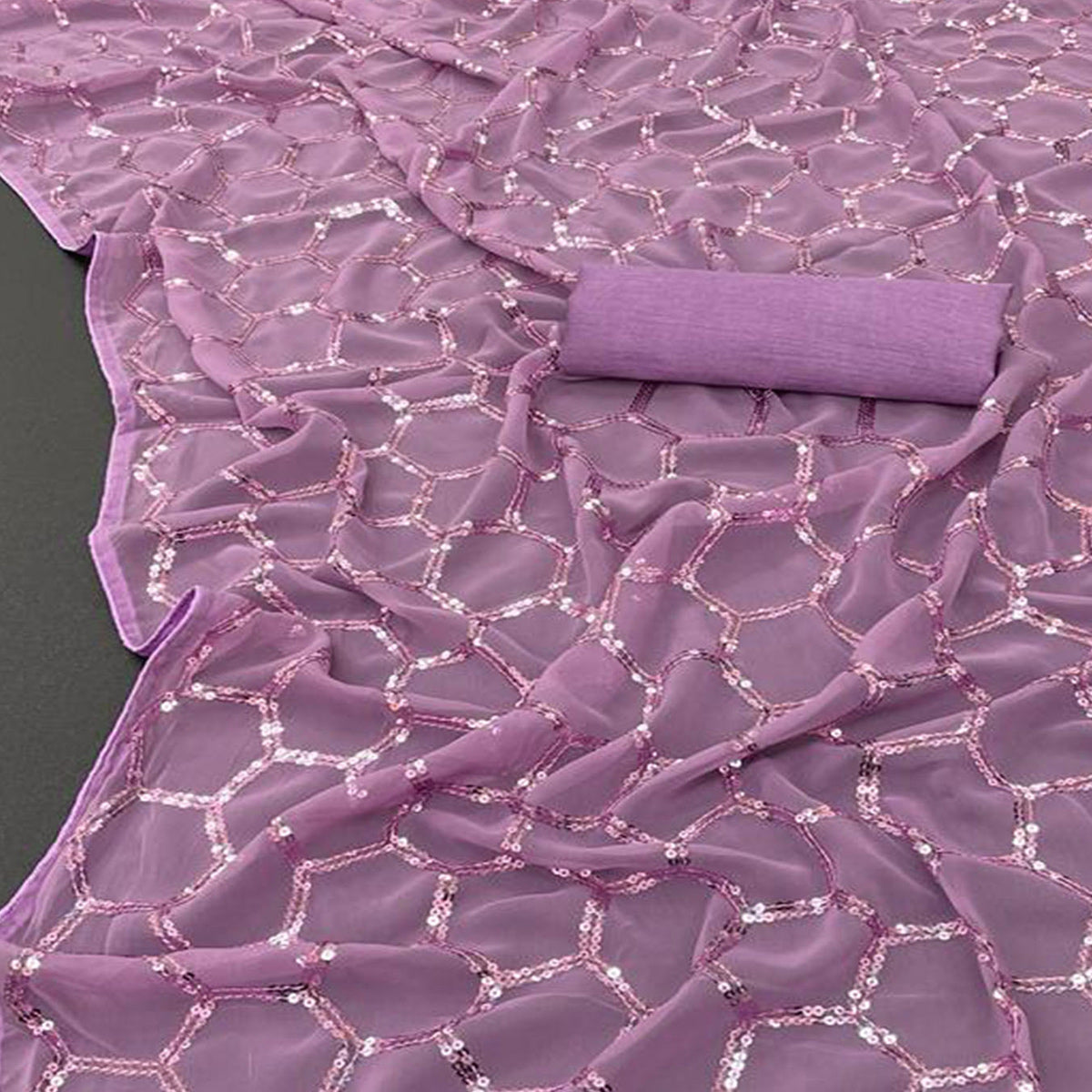 Purple Sequins Embroidered Georgette Saree
