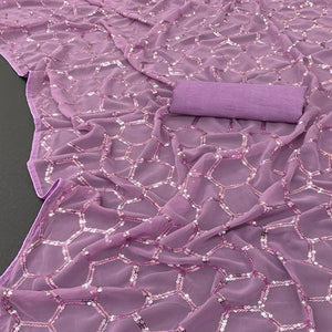 Purple Sequins Embroidered Georgette Saree