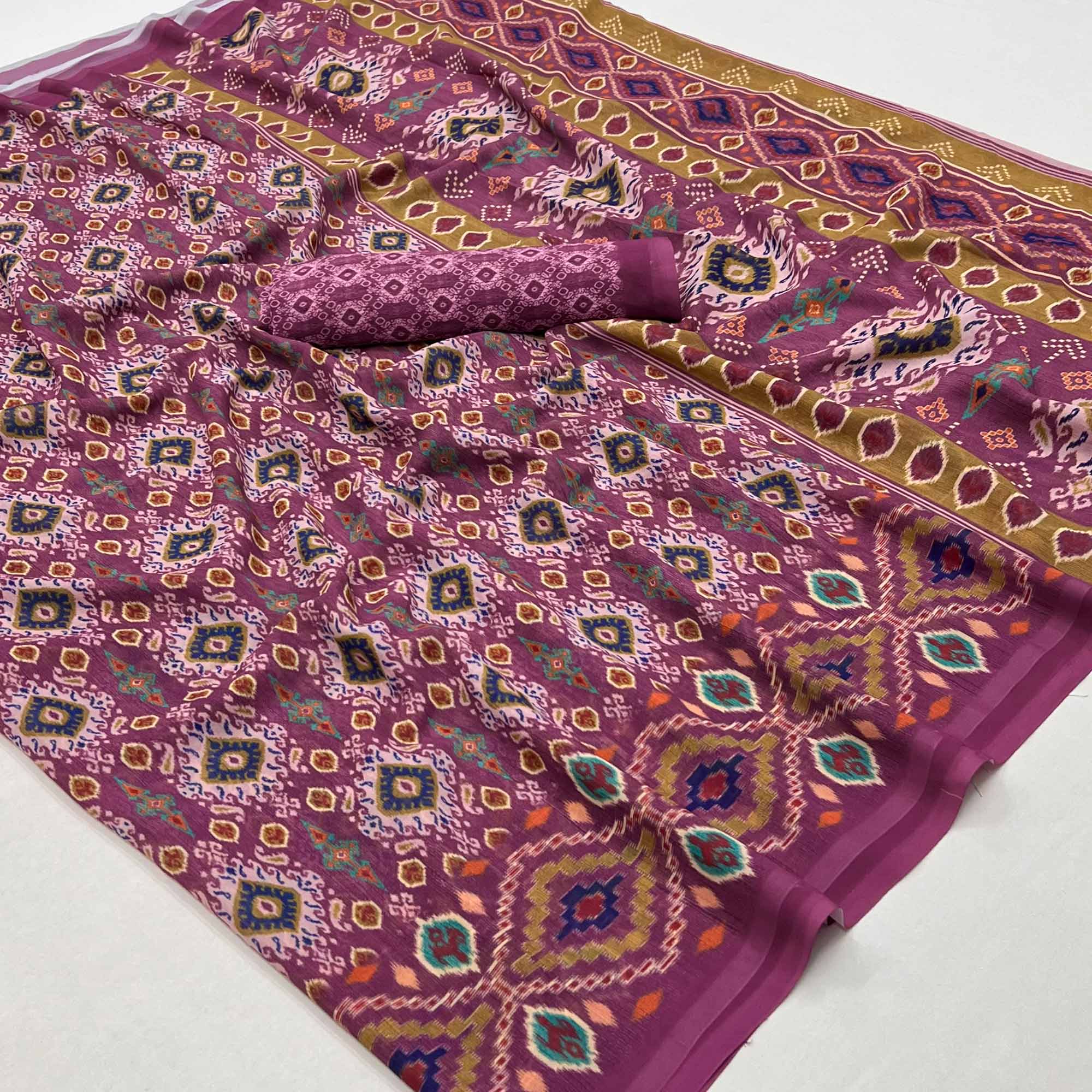 Purple Digital Printed Georgette Saree