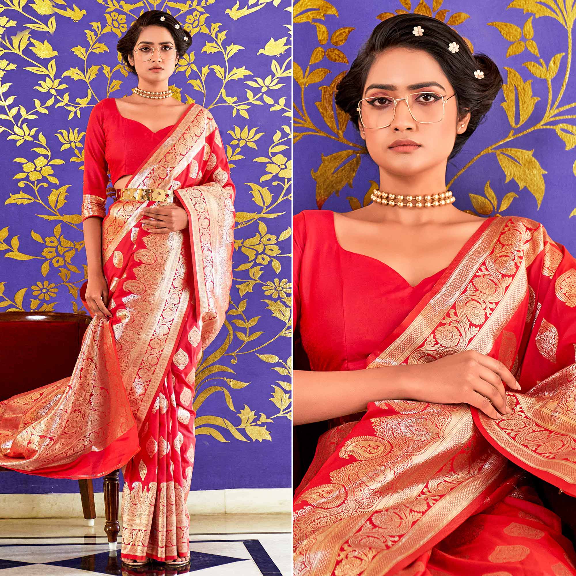Pink Woven Pure Silk Saree
