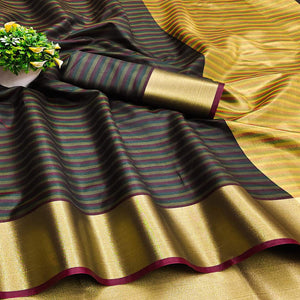 Black Woven Cotton Silk Saree