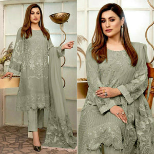 Green Embroidered Georgette Pakistani Suit