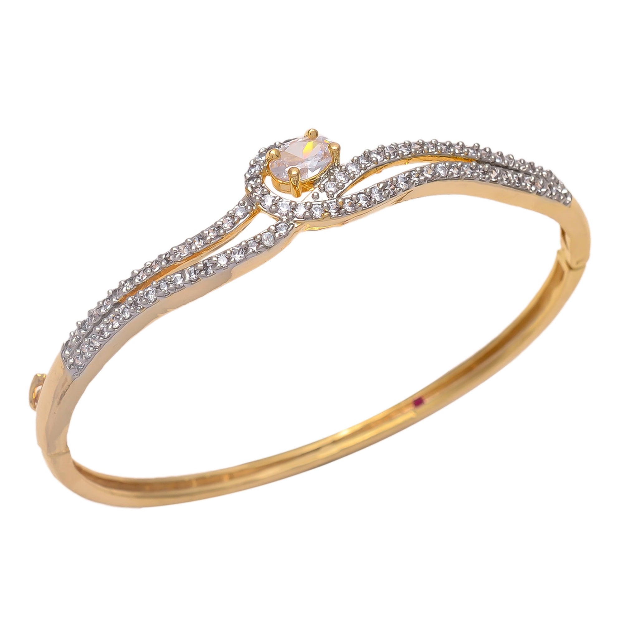 Gold Polish American Diamond Sleek Bracelet