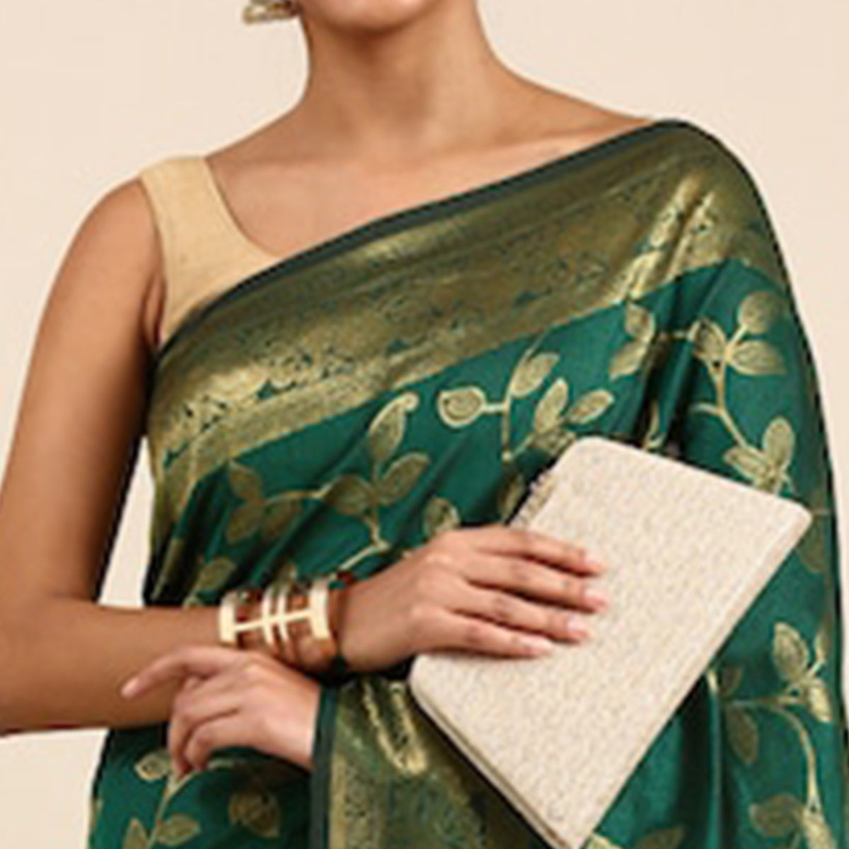 Green Woven Kanjivaram Silk Saree WithTassels