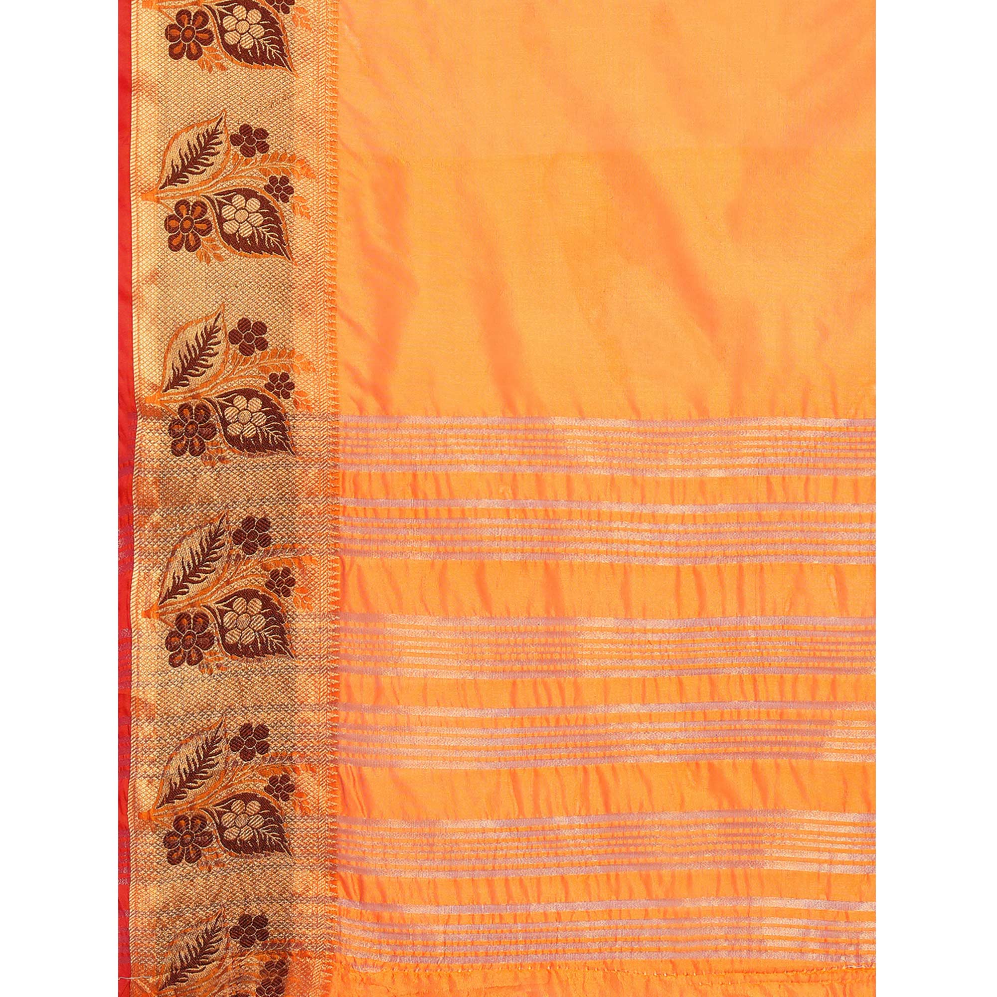 Orange Woven Cotton Silk Saree