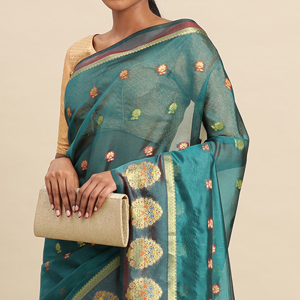 Rama Woven Organza Saree