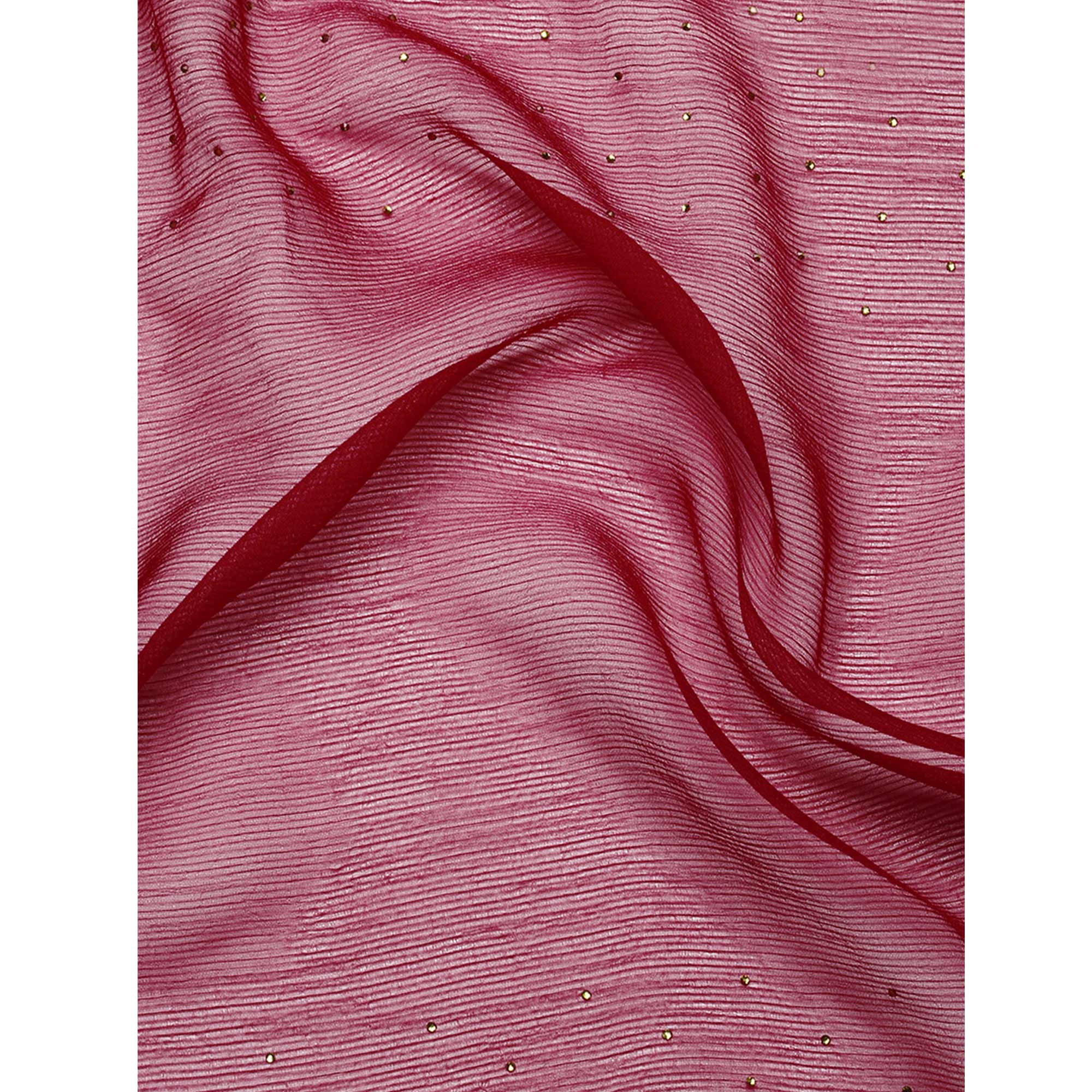 Magenta Purple Embroidered With Swarovski Work Viscose Saree
