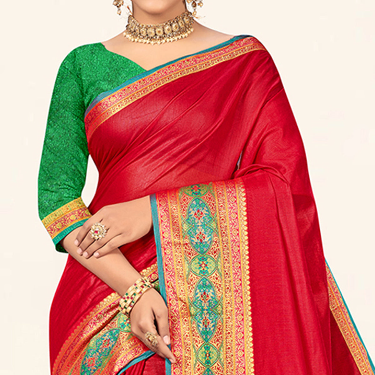 Red Woven Cotton Saree