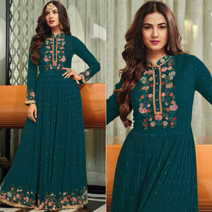 Rama Green Embroidered Georgette Gown