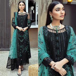 Black Floral Sequins Embroidered Georgette Pakistani Suit