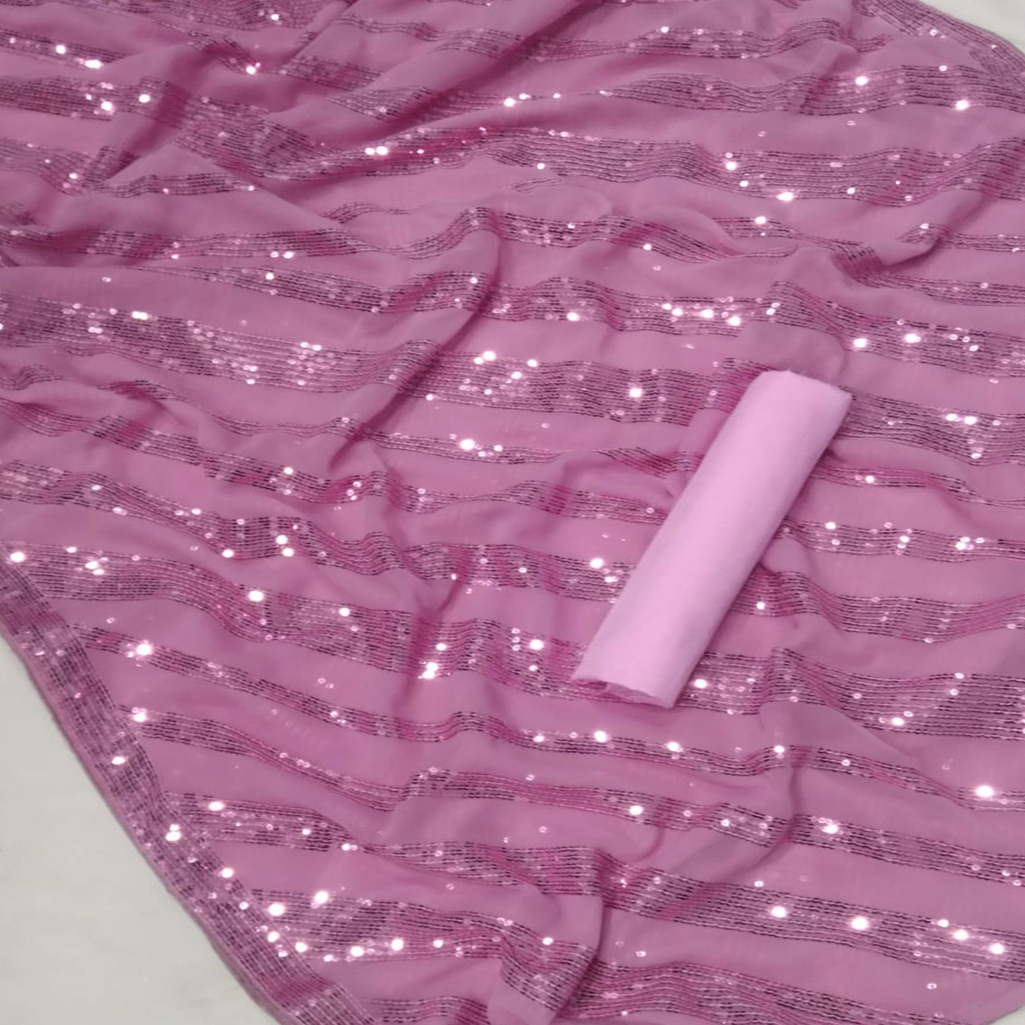 Pink Sequins Embroidered Georgette Saree