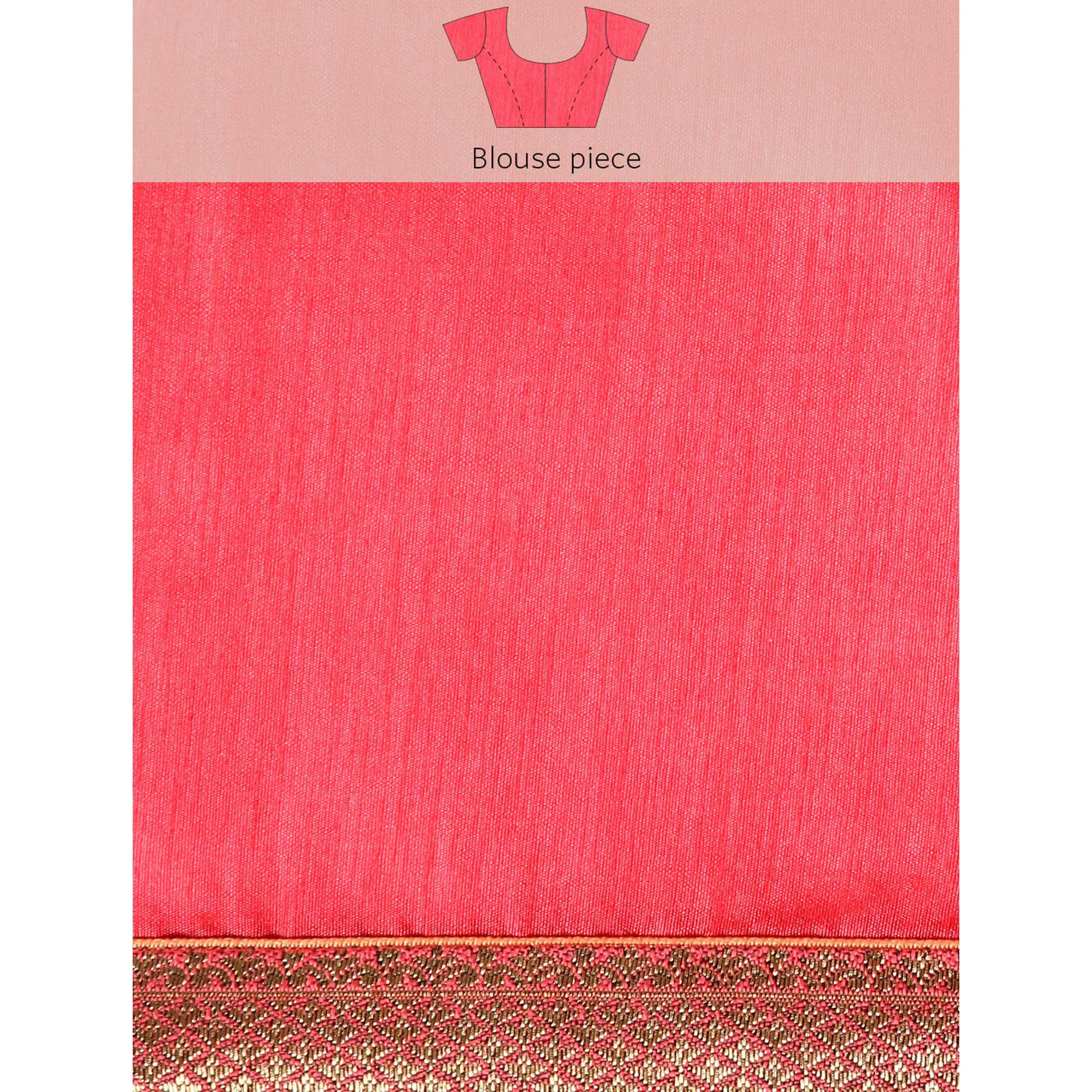Pink Solid Vichitra Silk Saree With Fancy Border