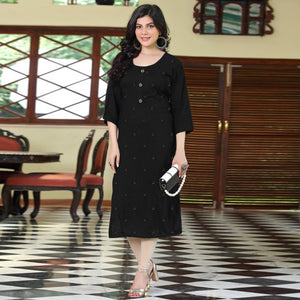Black Embroidered Rayon Kurti