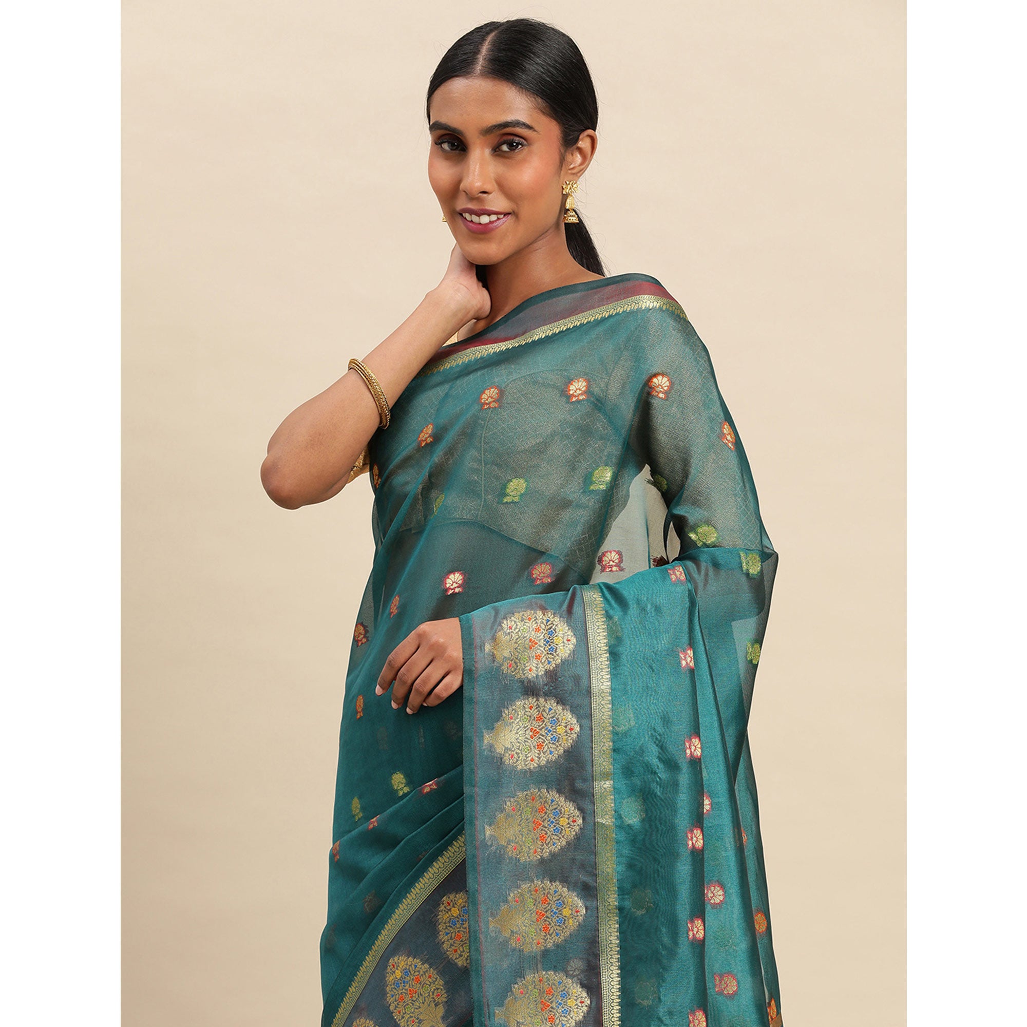 Rama Woven Organza Saree