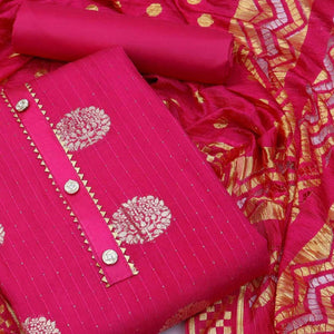 Pink Woven With Sequins Work Modal Dress Material