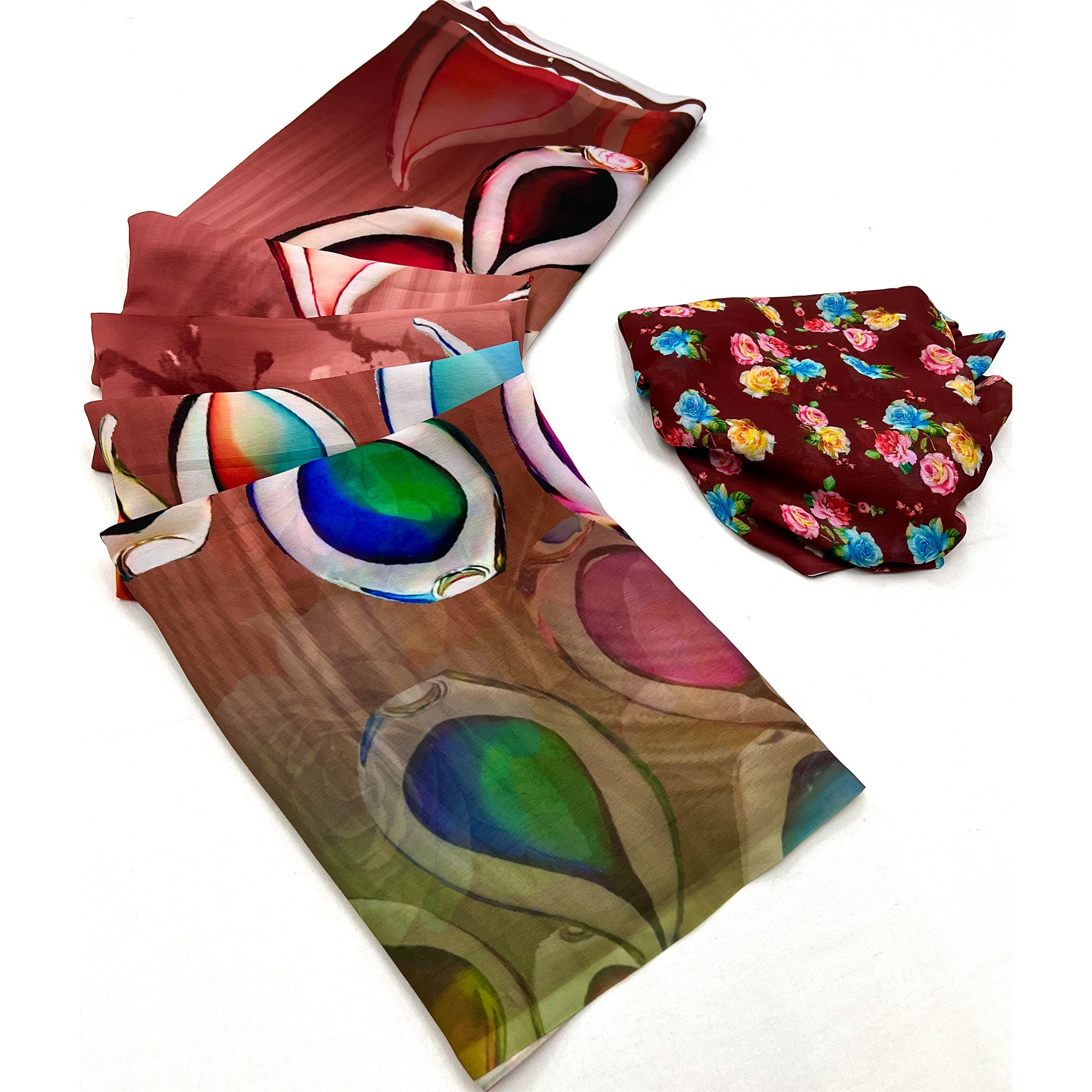 Multicolor Digital Printed Georgette Saree