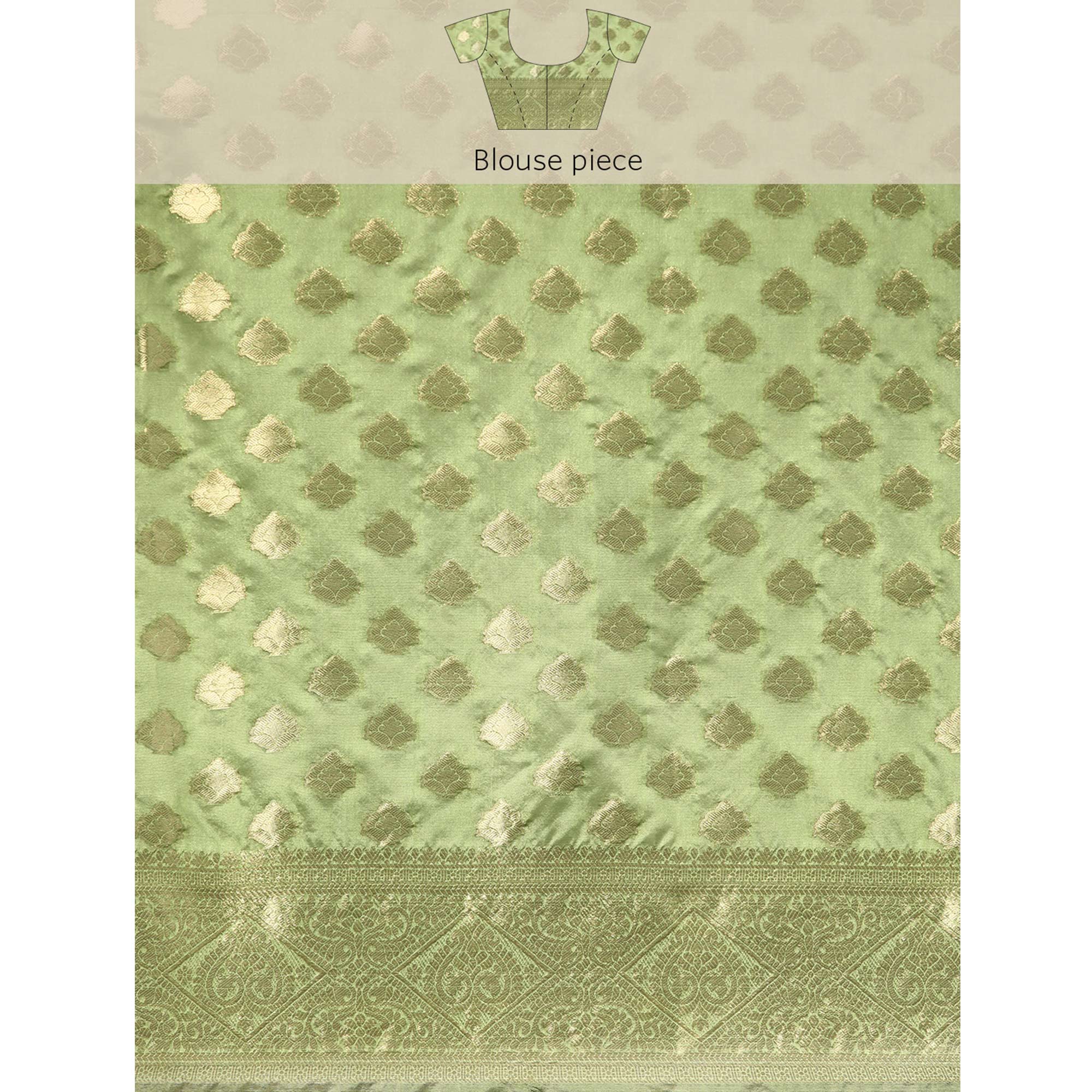 Green Woven Organza Silk Saree With Tassels