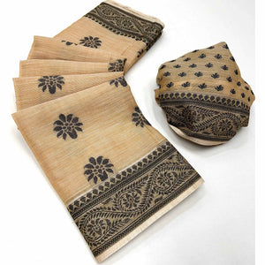 Peach Thread Woven Cotton Silk Saree