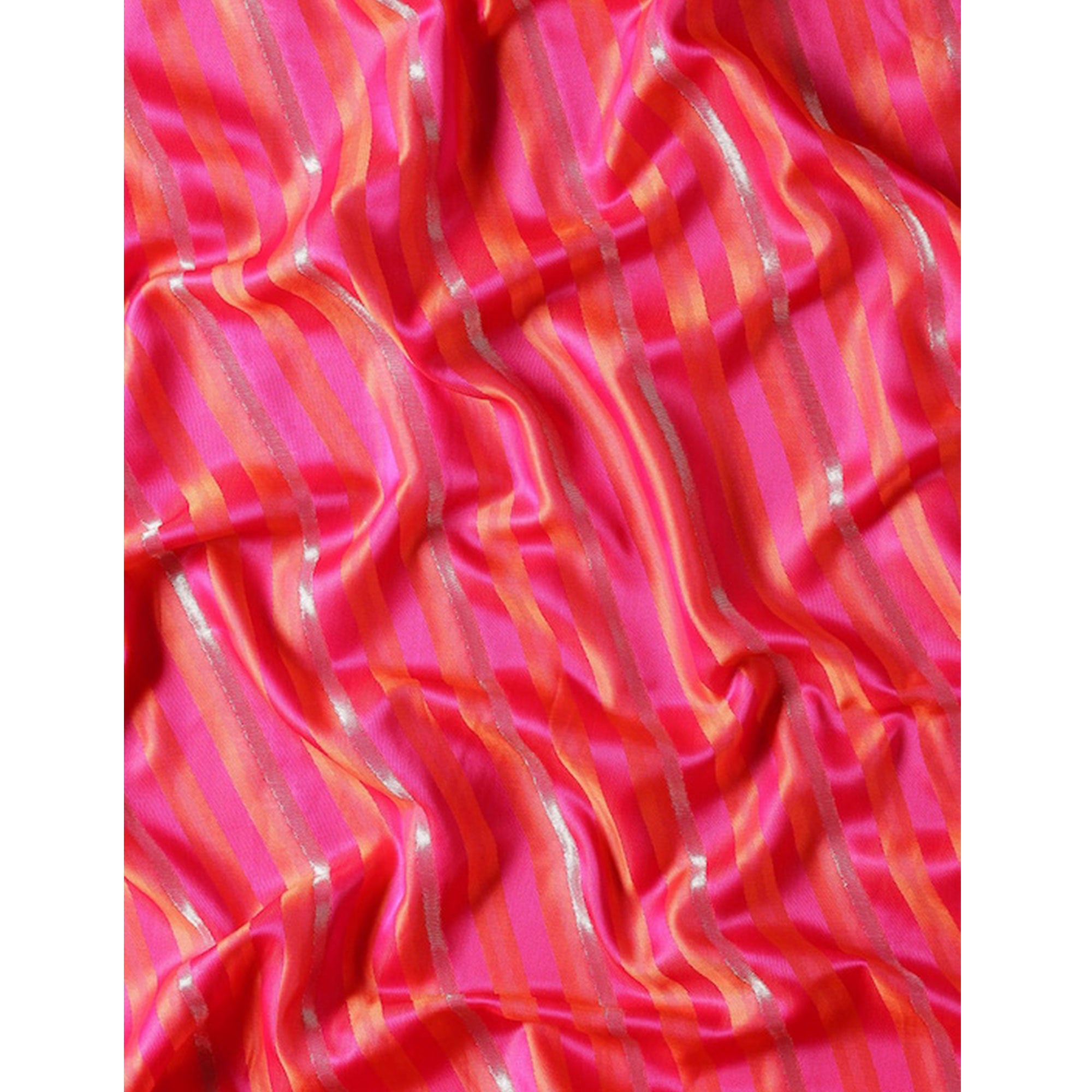 Pink Woven Kanjivaram Silk Saree WithTassels