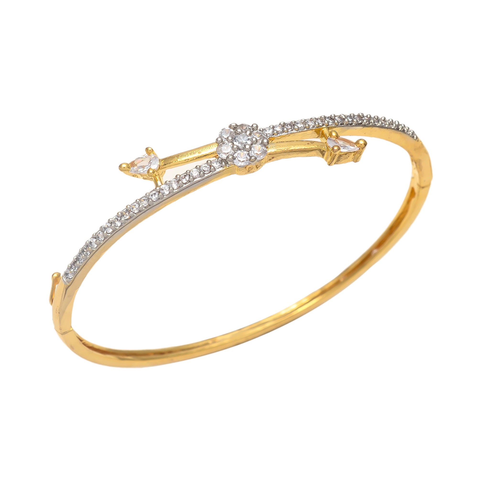 Gold Polish American Diamond Sleek Bracelet