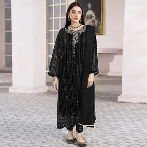 Black Sequins Embroidered Georgette Pakistani Suit