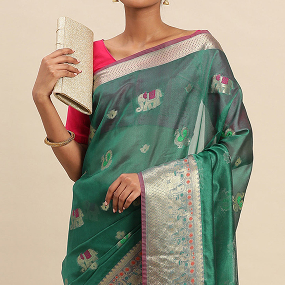 Rama Woven Organza Saree