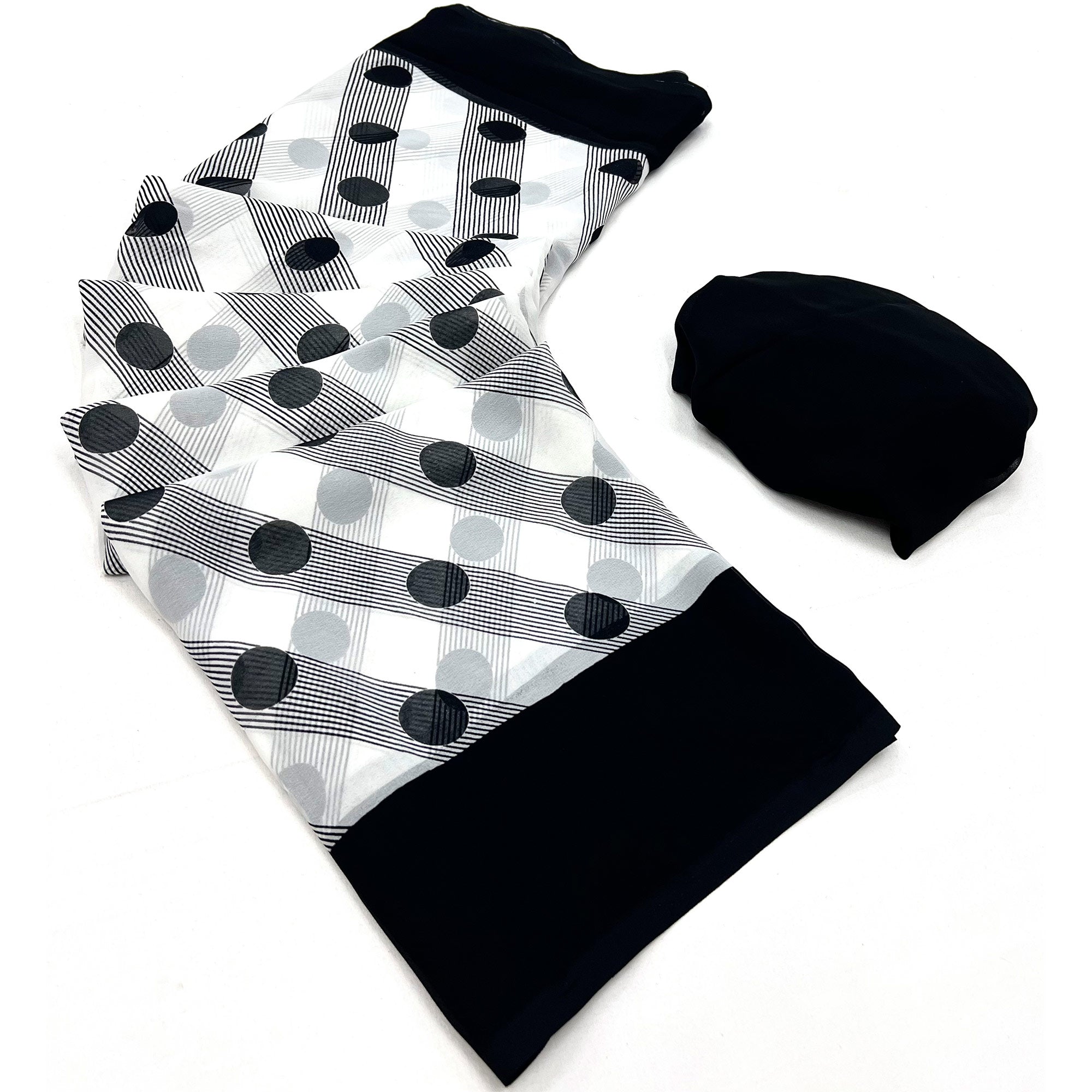 White And Black Printed Georgette Saree