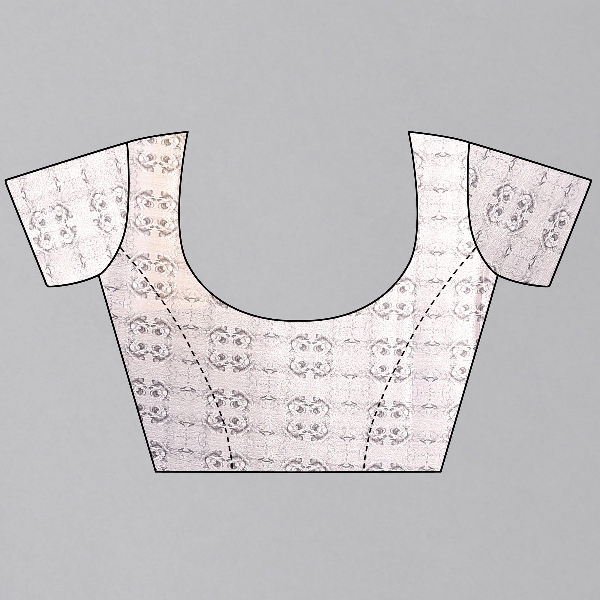 Grey & Blue Digital Printed Chiffon Saree