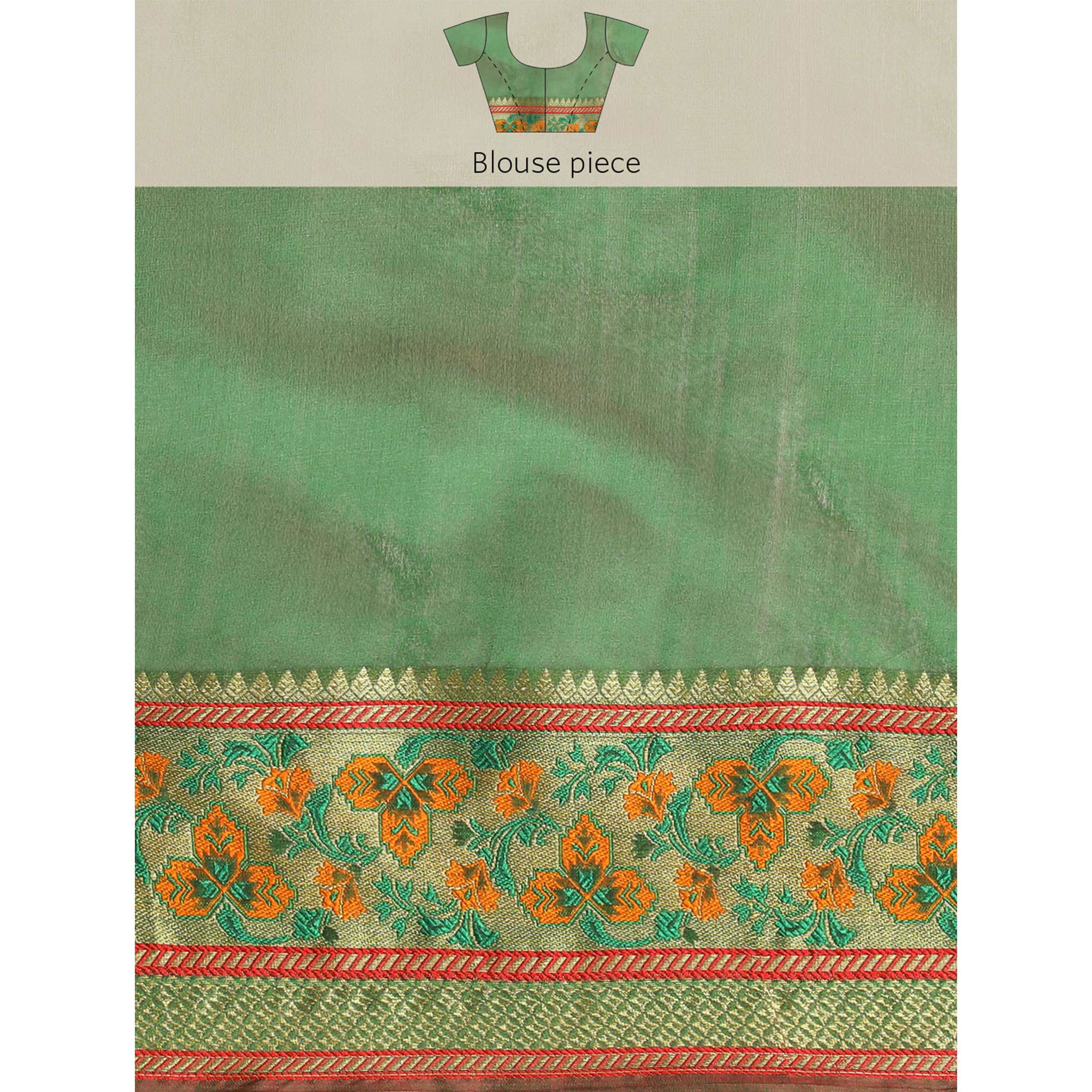 Orange Woven Cotton Silk Saree