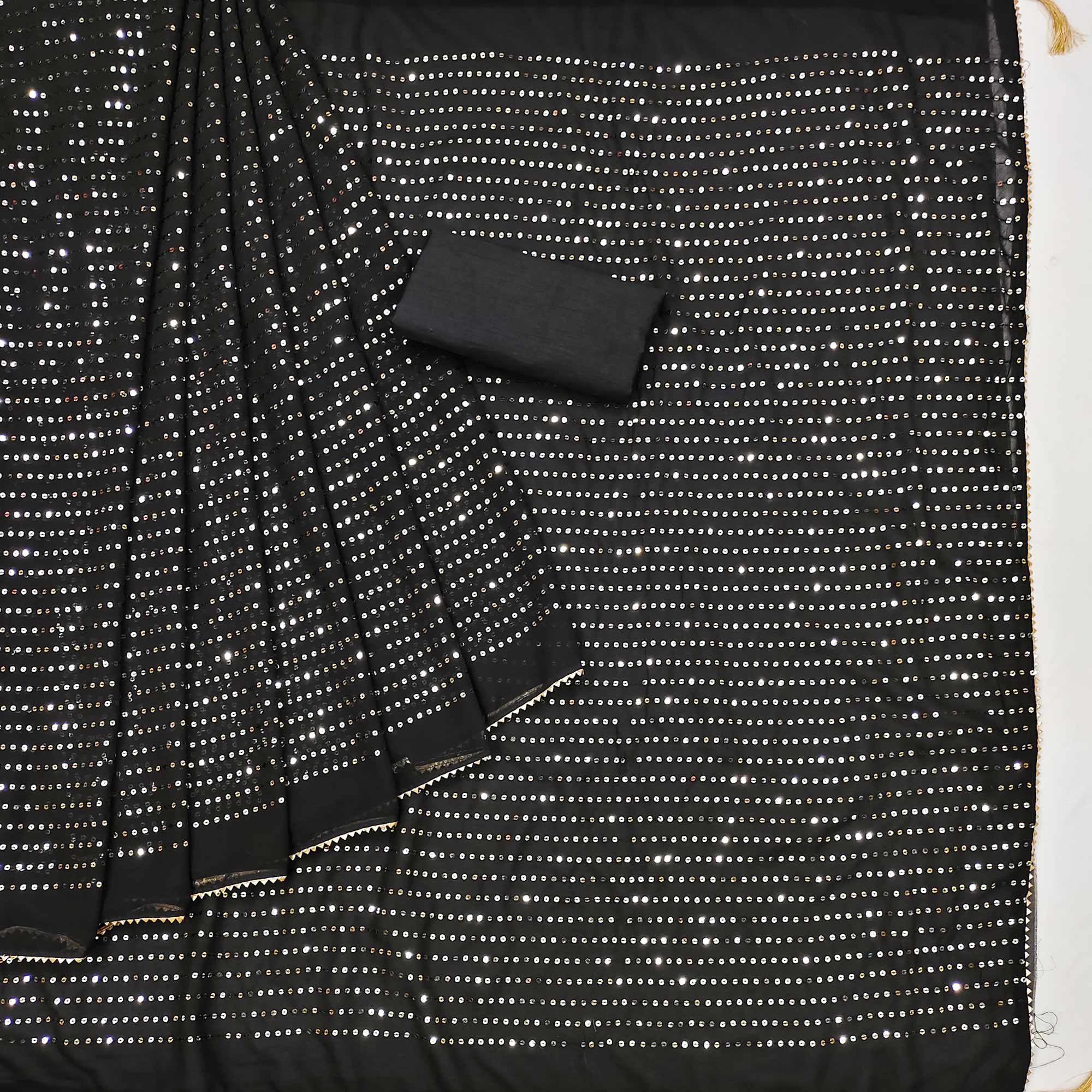 Black Sequins Embroidered Georgette Saree