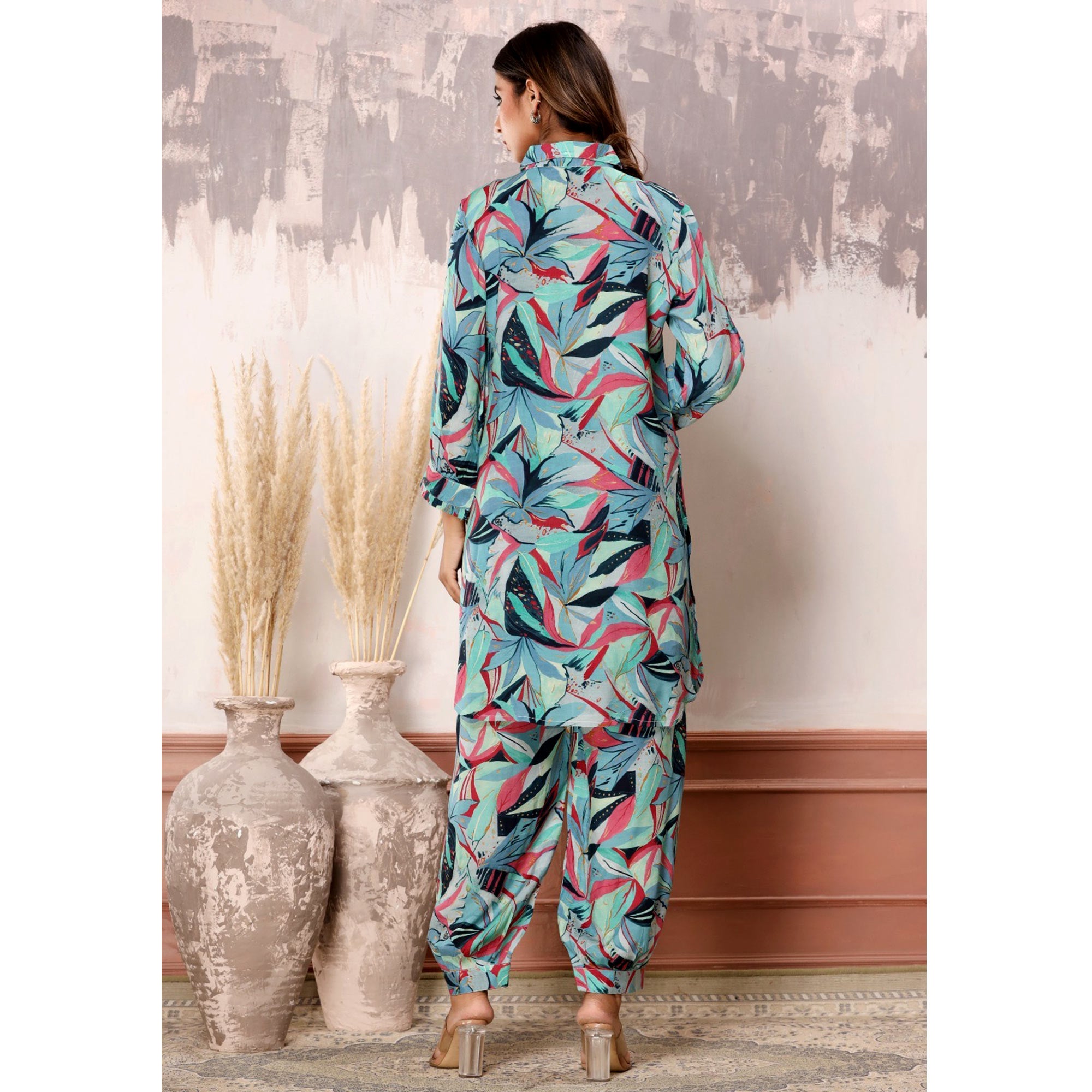 Multicolor Floral Printed Muslin Co Ord Set