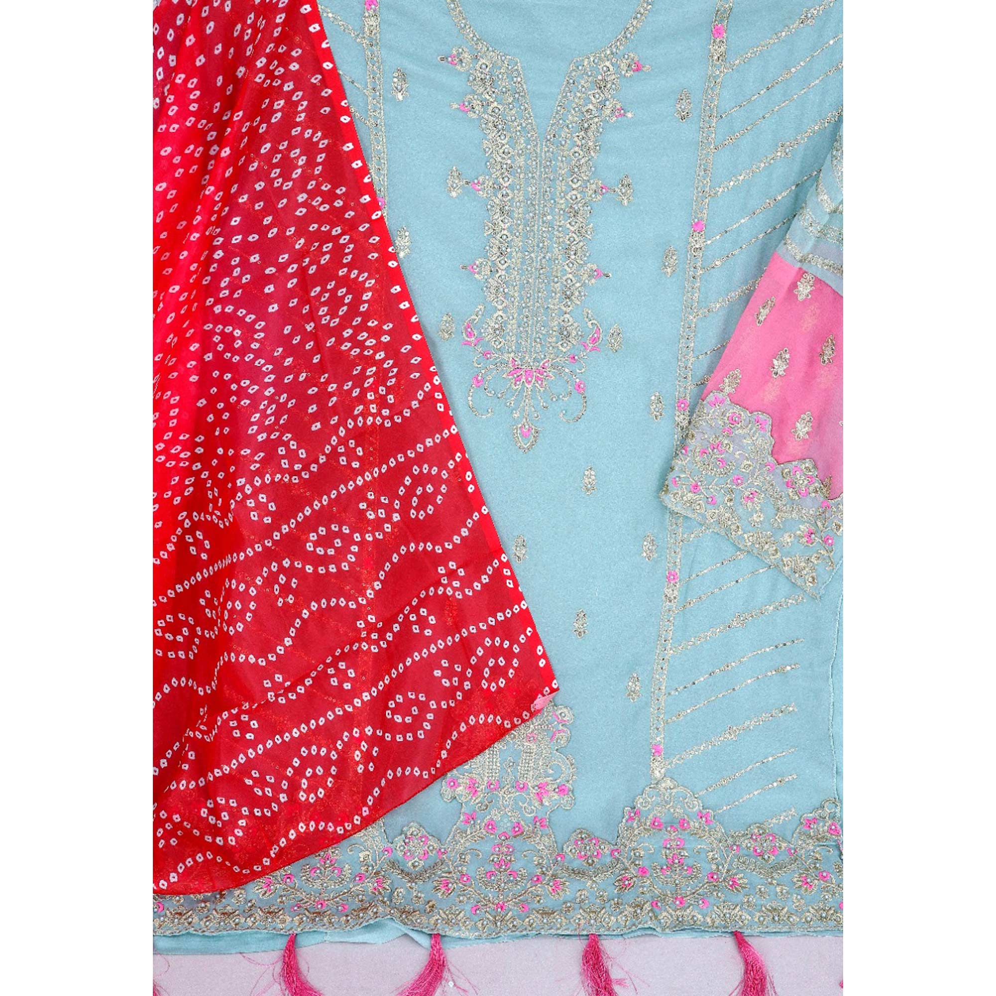 Blue Sequins Embroidered Georgette Pakistani Suit