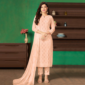 Peach Sequins Embroidered Georgette Suit