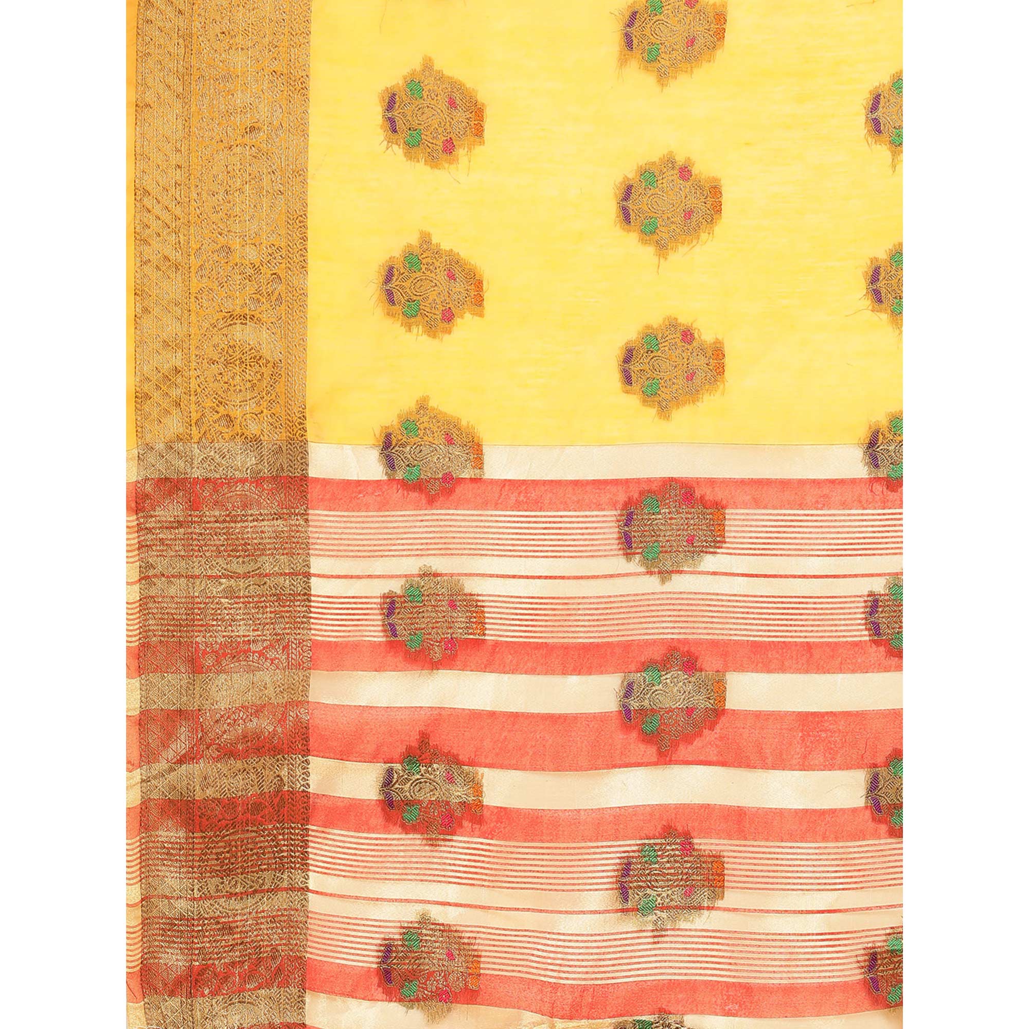 Yellow Woven Cotton Silk Saree
